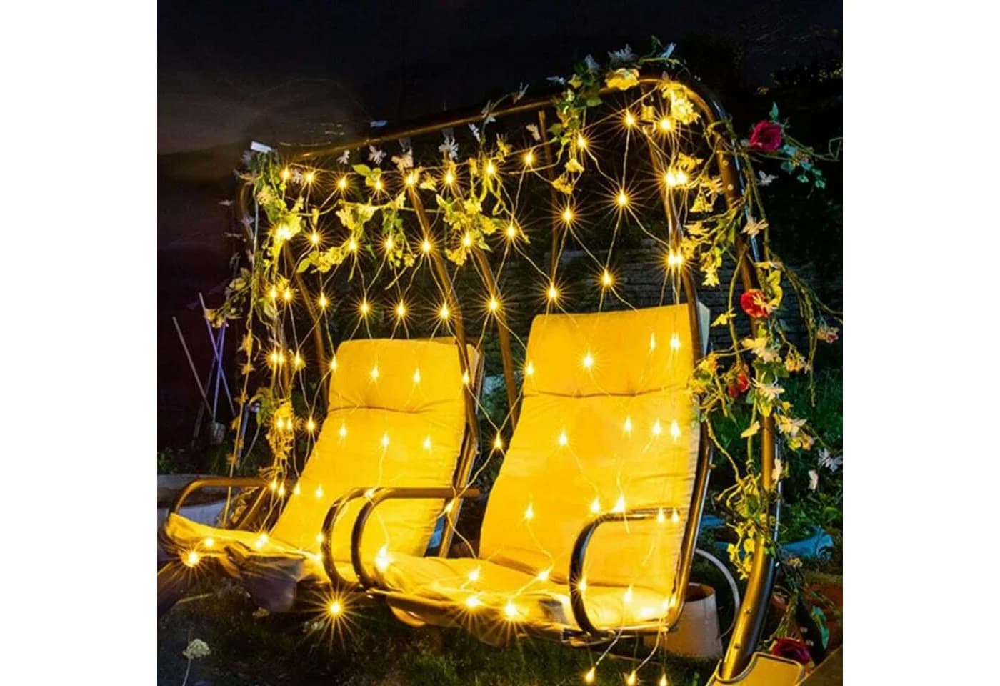 MUPOO LED-Lichternetz Warmweiß 6W Energiesparen 8 Modi Lichterkette 6x4m - Bild 5