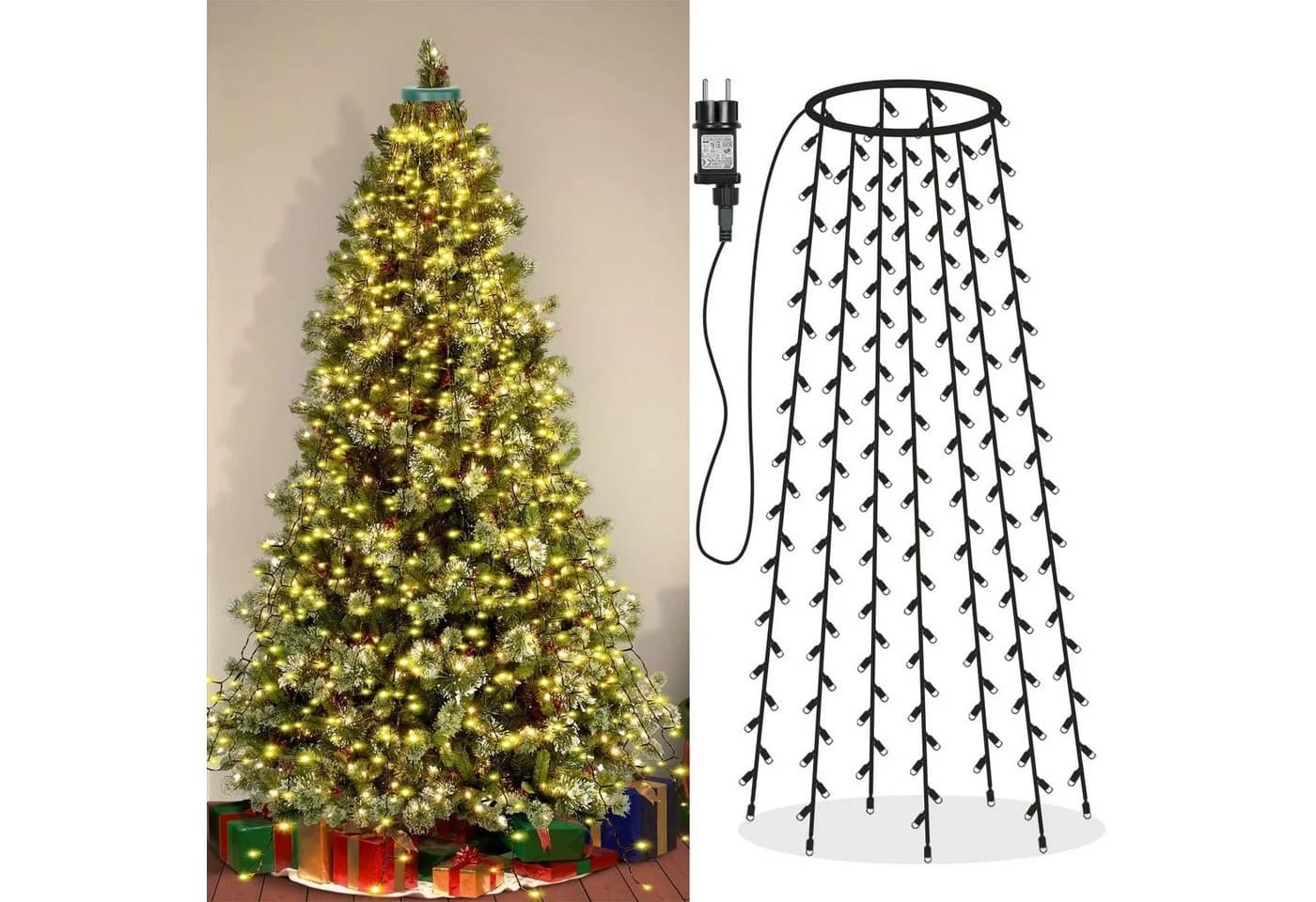 MUPOO LED-Baummantel 2025 Neu LED Baummantel Weihnachtsbeleuchtung Lichterkette Mit Ring, 8 Modi, Timer und Speicherfunktion, 31V Energiesparen Lichterkette - Bild 2