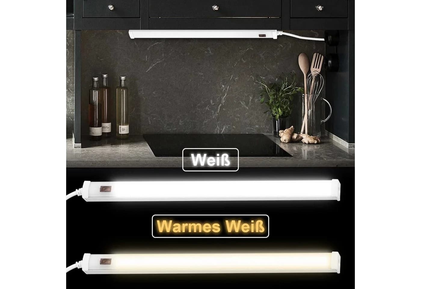 MUPOO LED Unterbauleuchte mit Bewegungsmelder Silber Dimmbar