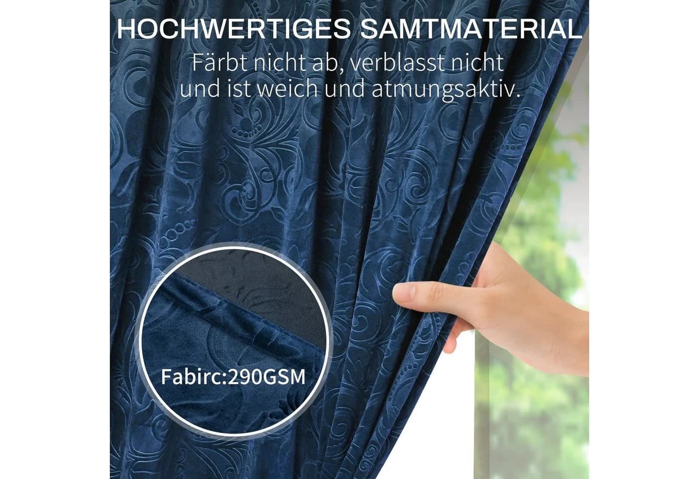BTTO Samtvorhang Blickdicht Nightfall Navy Verdunklungsvorhänge 2 St - Bild 3