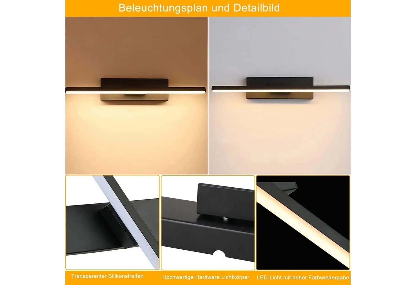 MUPOO LED Wandleuchte Innen - Modernes Design, Drehbar, 3 Farbtemperaturen - Bild 3