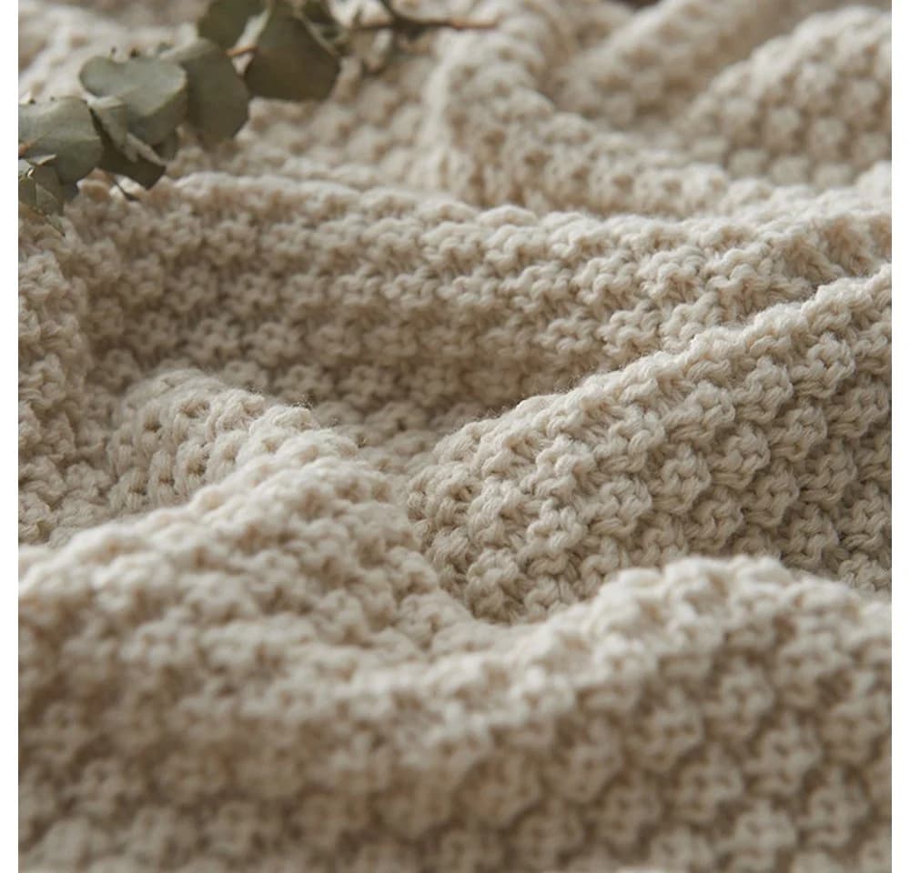 BTTO Kuscheldecke Gestrickt Beige mit Quasten - Bild 3