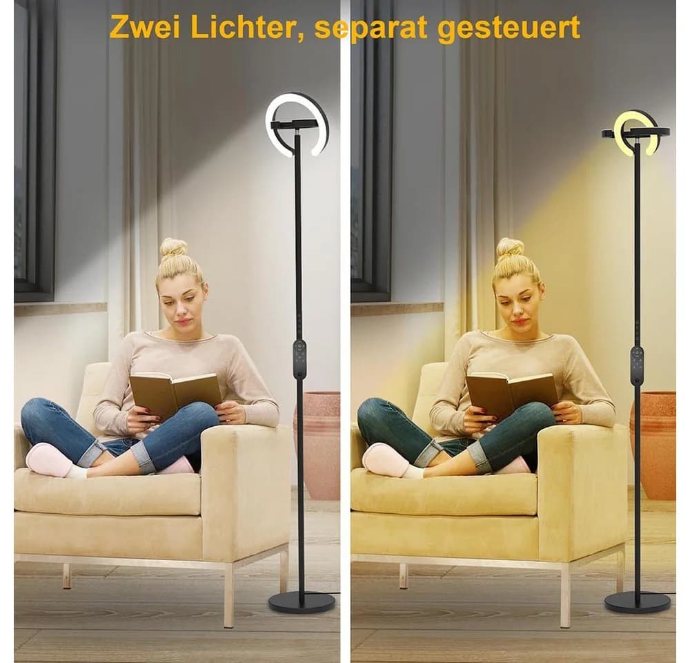 MUPOO LED Stehlampe Dimmbar Schwarz 36W 312° Drehbar - Bild 4