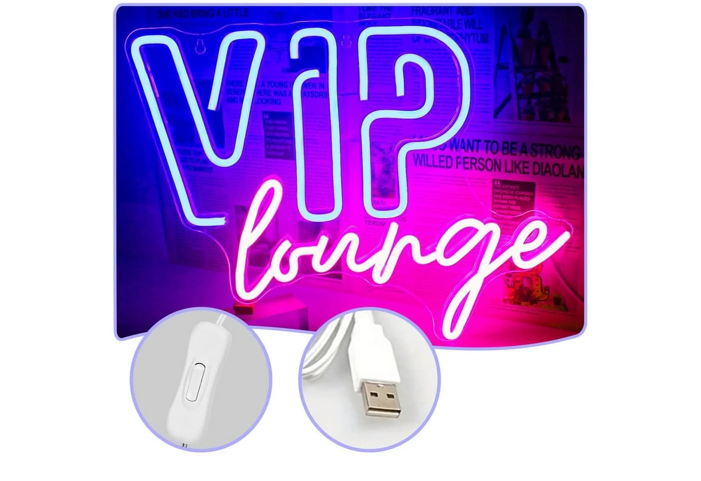 MUPOO LED Neonschild VIP Lounge Dekofigur Wanddeko - Bild 2