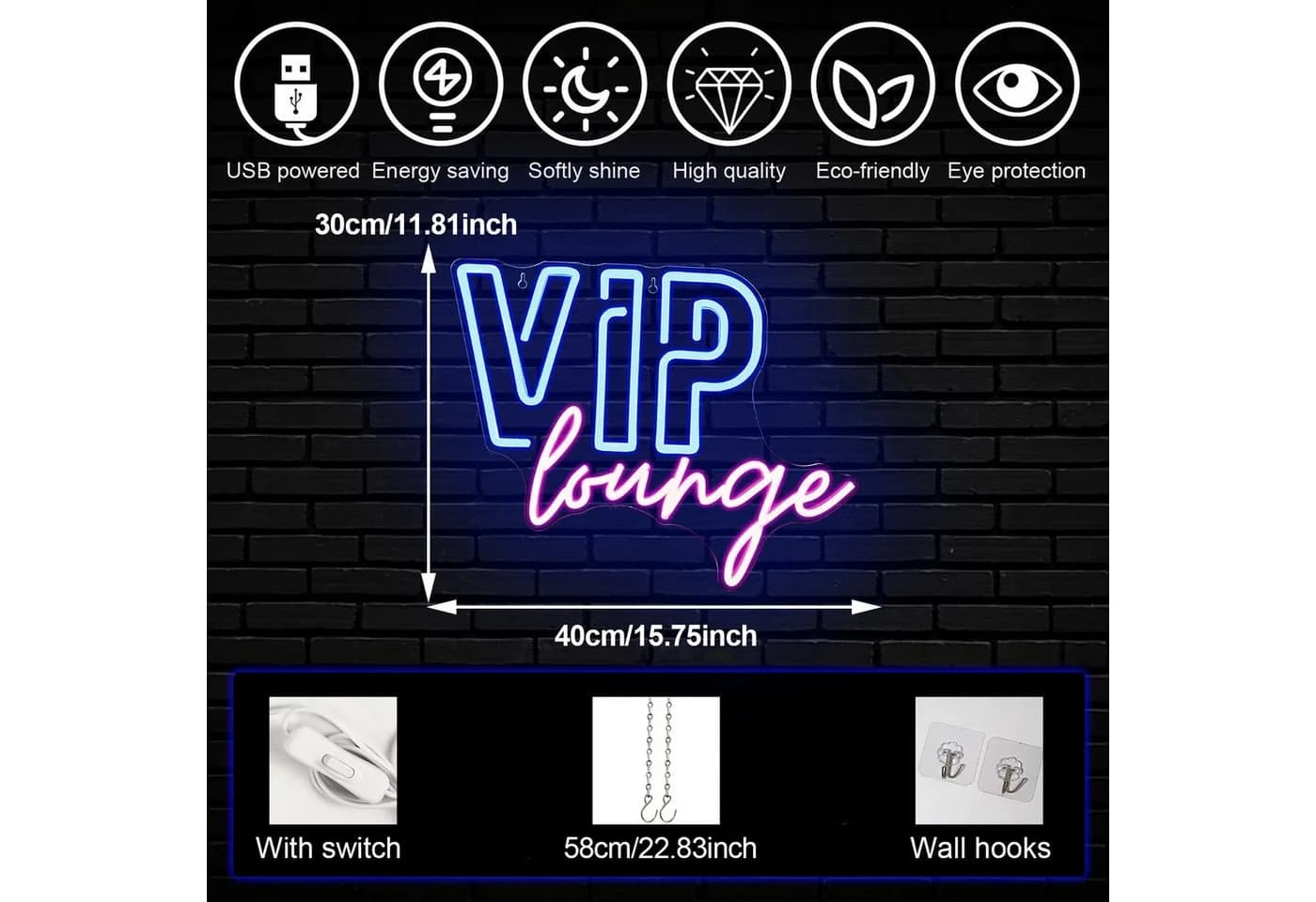 MUPOO LED Neonschild VIP Lounge Dekofigur Wanddeko - Bild 5