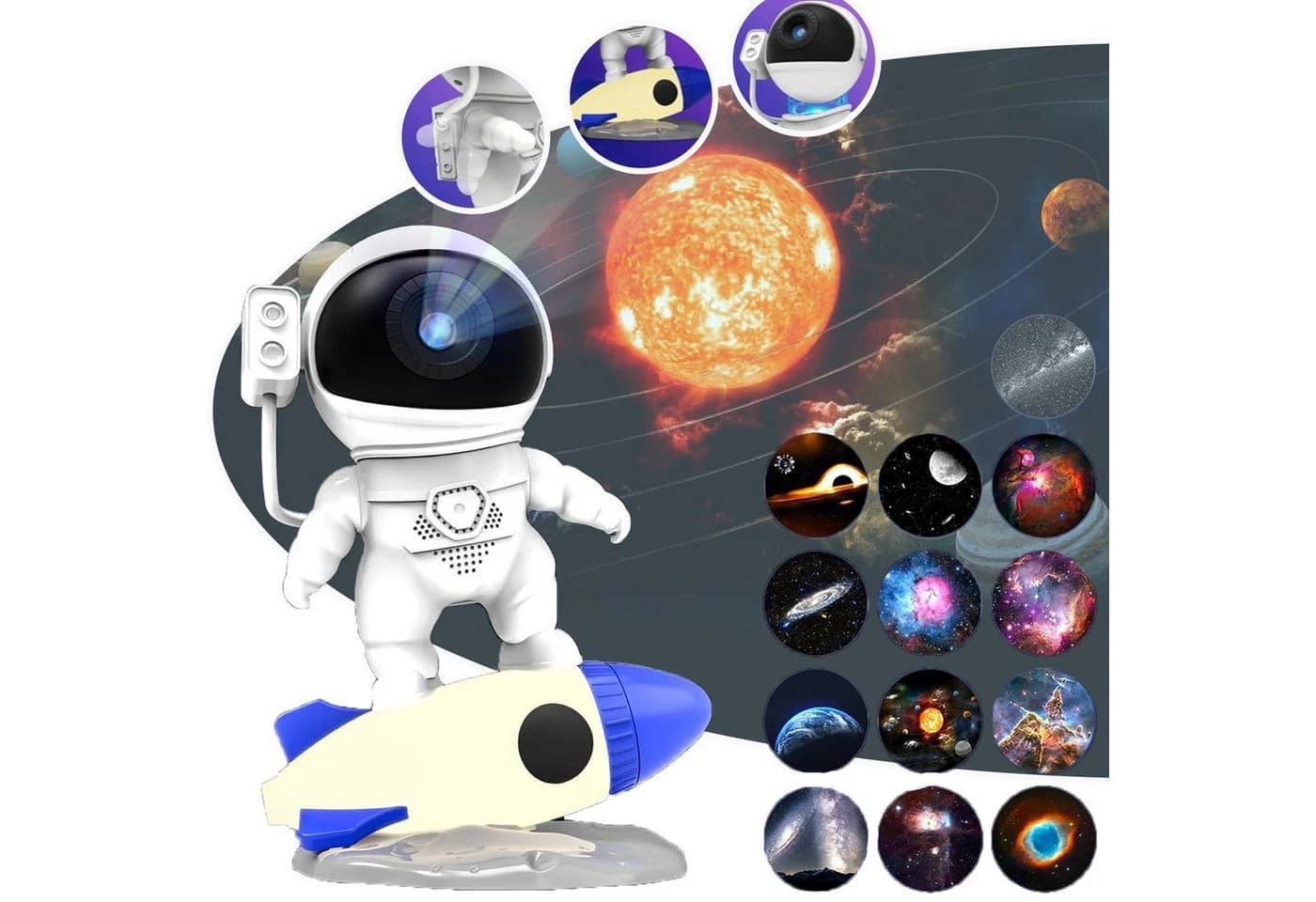 MUPOO Nachtlicht 13-in-1-Astronauten Sternenprojektor Weiß Dimmbar Timer - Bild 2
