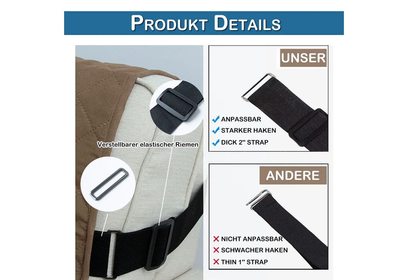 Jibenhome Gesteppter Sofahusse Wasserdicht Rutschfest Beige - Bild 5