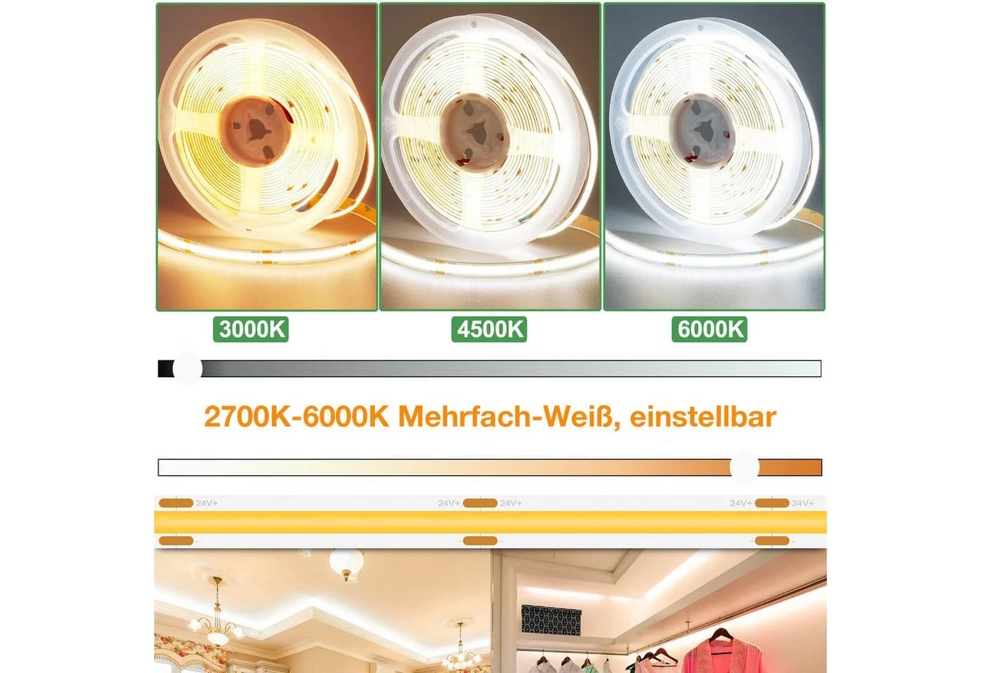 Qualra LED Stripe 5M COB Dimmbar 3000-6000K mit Fernbedienung - Bild 3