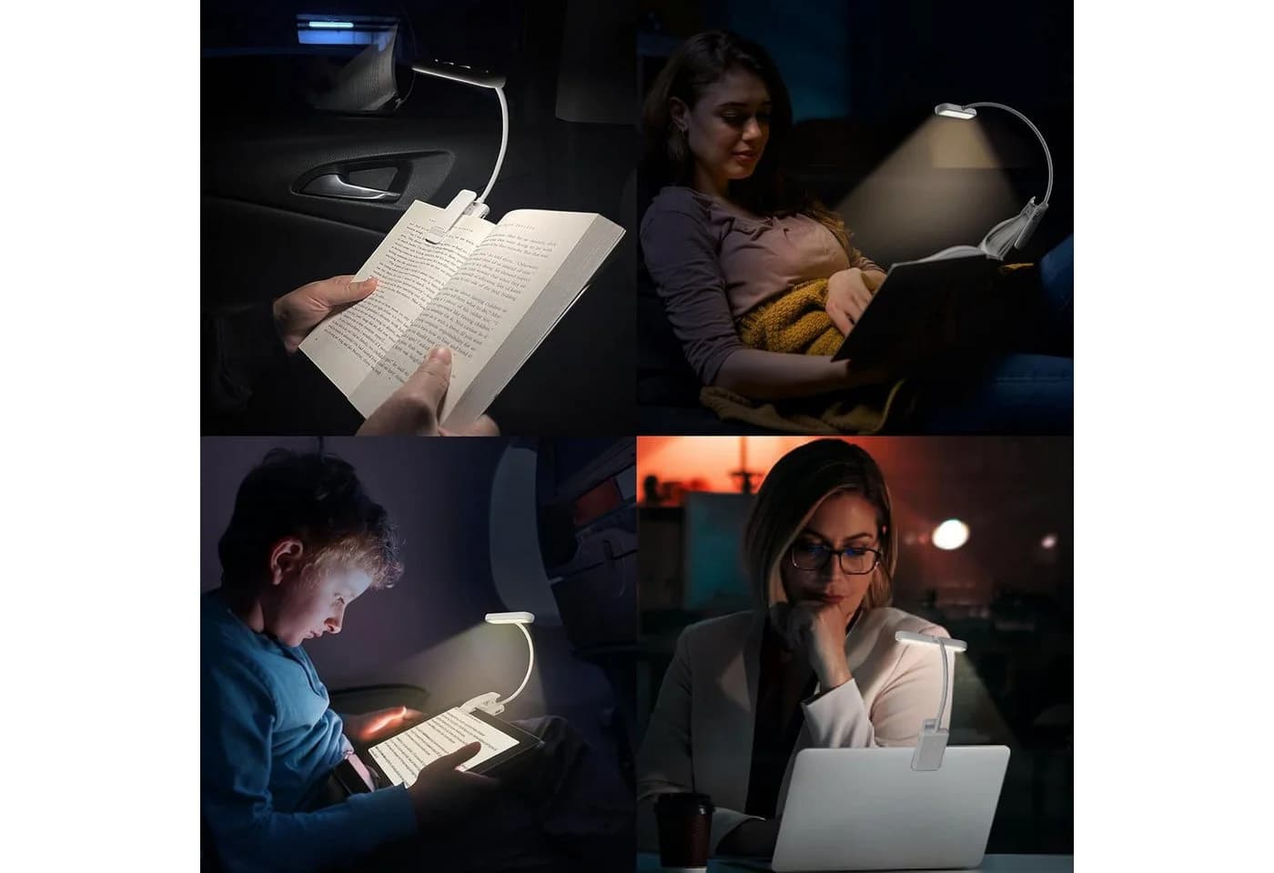 Jibenhome Klemmleuchte Leselampe USB Wiederaufladbar Weiß - Bild 5