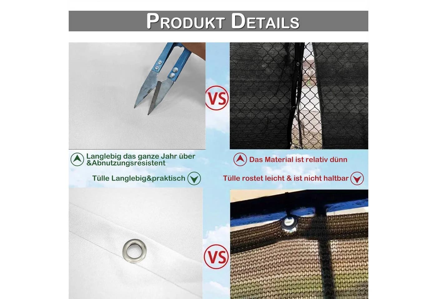 BTTO Balkonsichtschutz Wasserdicht Weiß Polyester - Bild 5