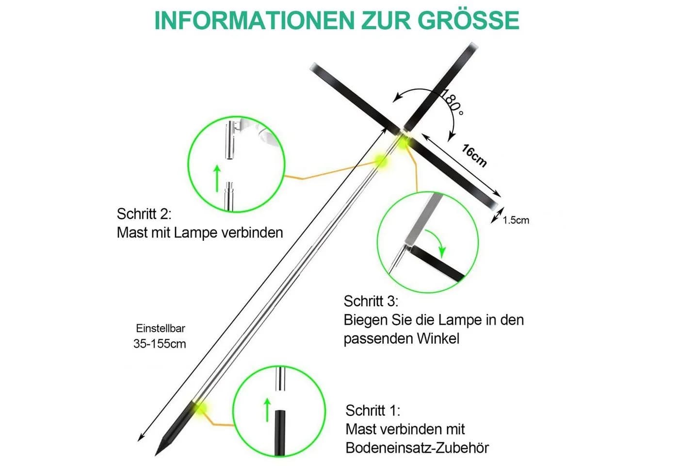 Laybasic Pflanzenlampe LED Vollspektrum 72 LEDs Schwarz mit Timer - Bild 4