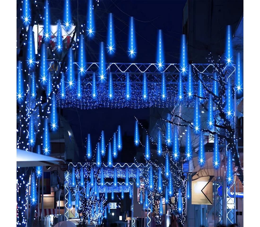 Merry 2024 LED-Lichterkette Meteorschauer Regen Lichter Blau