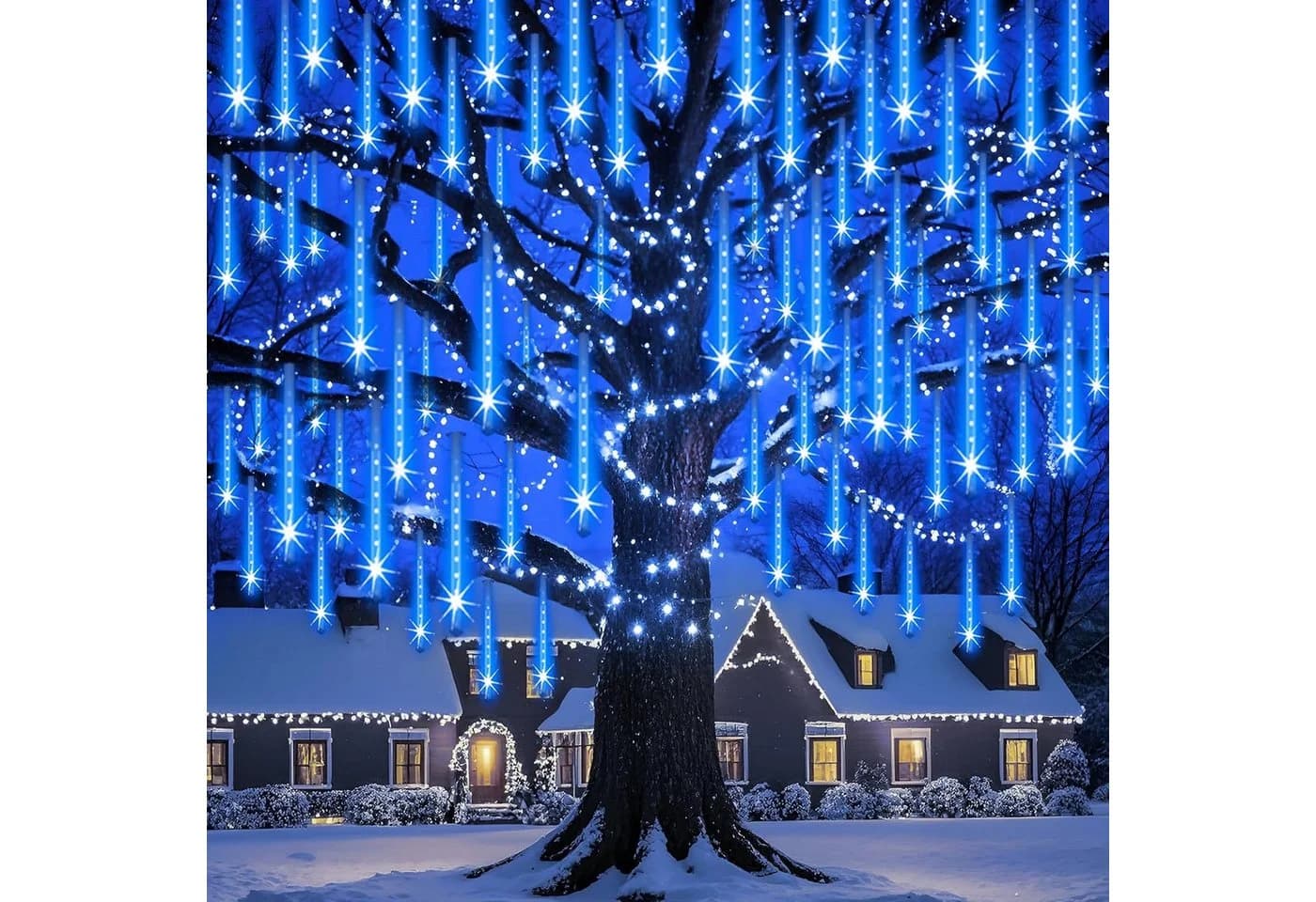 Merry 2024 LED-Lichterkette Meteorschauer Regen Lichter Blau - Bild 2