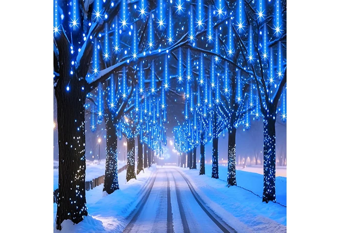 Merry 2024 LED-Lichterkette Meteorschauer Regen Lichter Blau - Bild 3