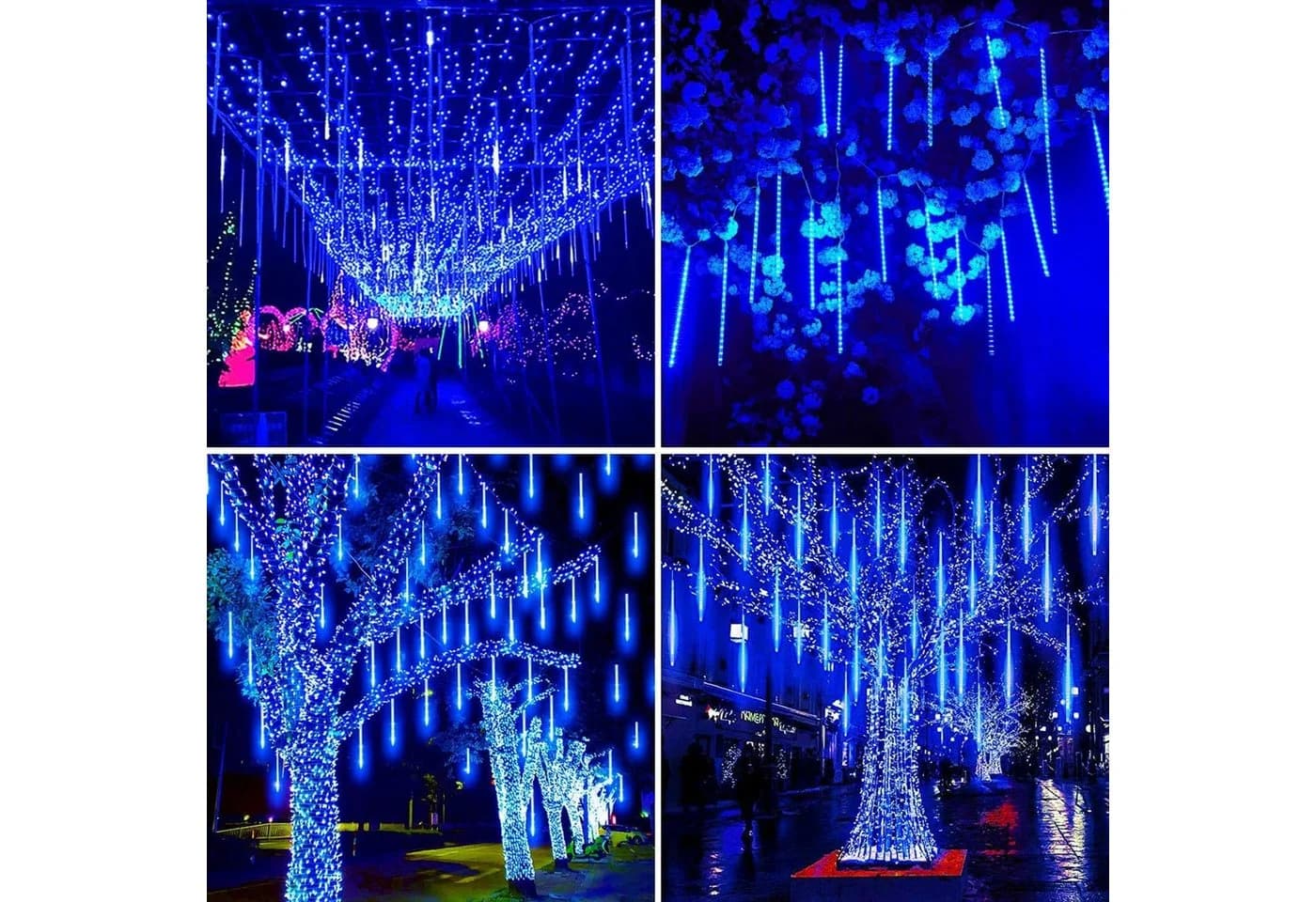 Merry 2024 LED-Lichterkette Meteorschauer Regen Lichter Blau - Bild 4