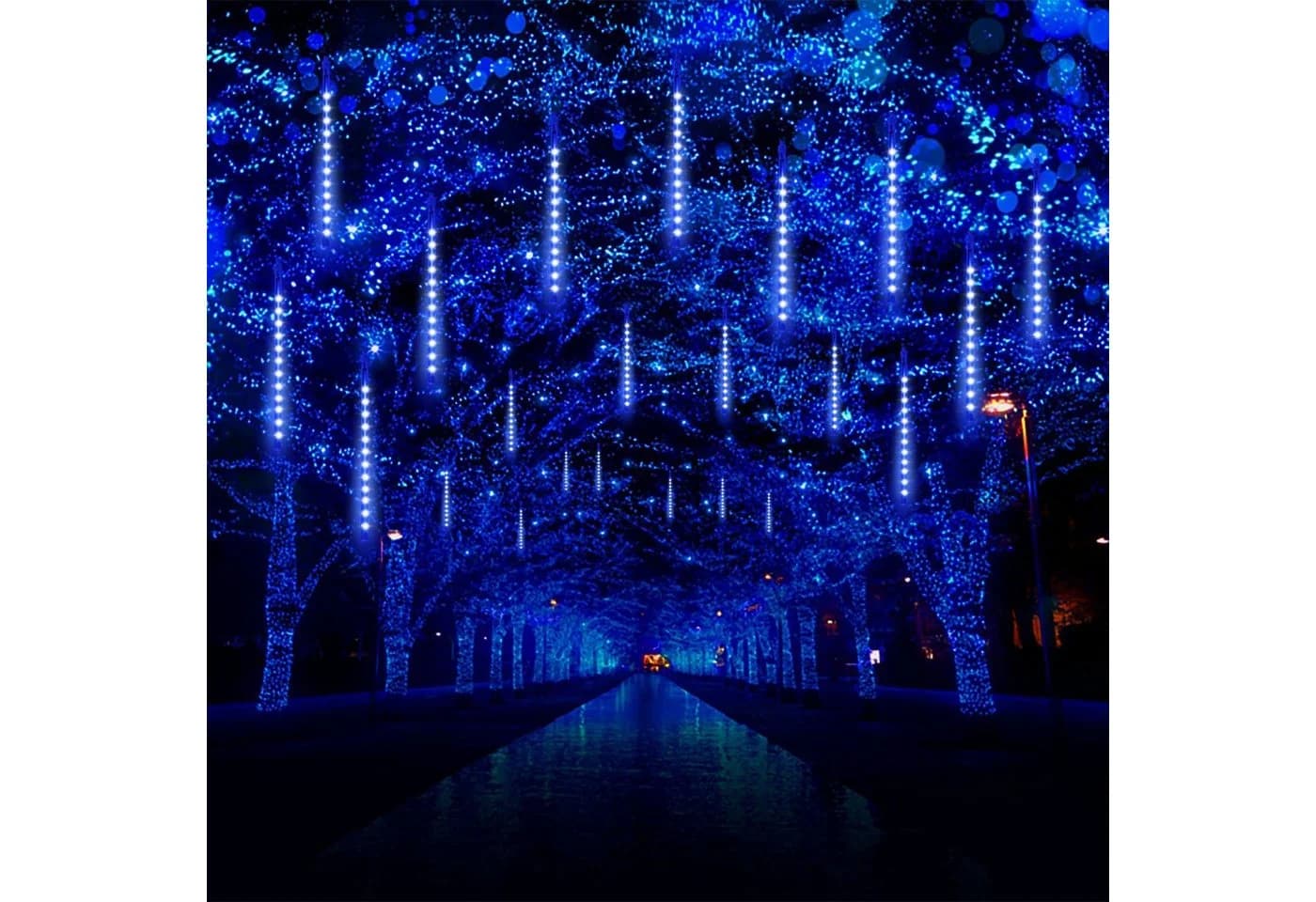Merry 2024 LED-Lichterkette Meteorschauer Regen Lichter Blau - Bild 5