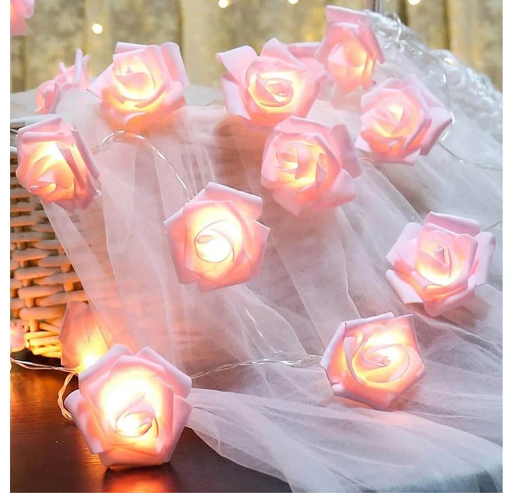 MUPOO LED-Lichterkette mit Kunstblumen-Rosen, 3m, 20 LEDs, Warmweiß - Bild 3