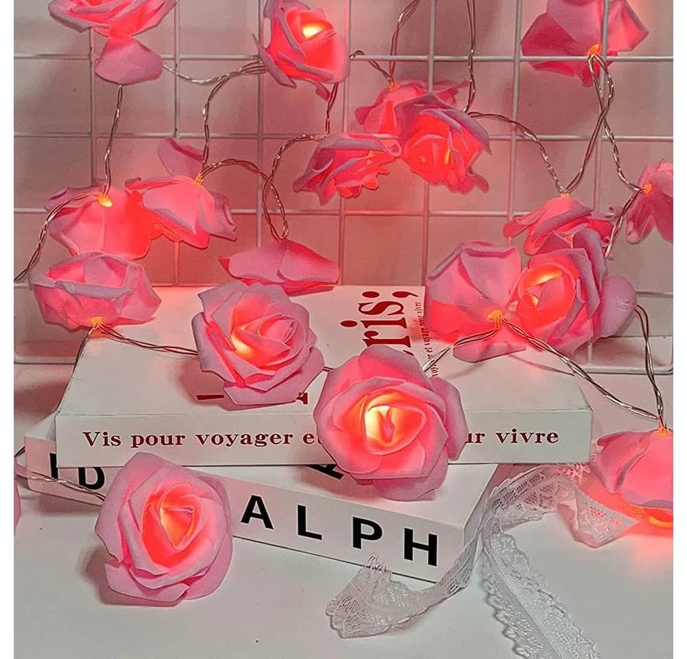 MUPOO LED-Lichterkette mit Kunstblumen-Rosen, 3m, 20 LEDs, Warmweiß - Bild 4