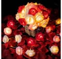 MUPOO LED-Lichterkette mit 20 Kunstblumen-Rosen, 3m, Warmweiß, Rosa/Rot/Weiß Bild 3