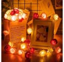 MUPOO LED-Lichterkette mit 20 Kunstblumen-Rosen, 3m, Warmweiß, Rosa/Rot/Weiß Bild 5