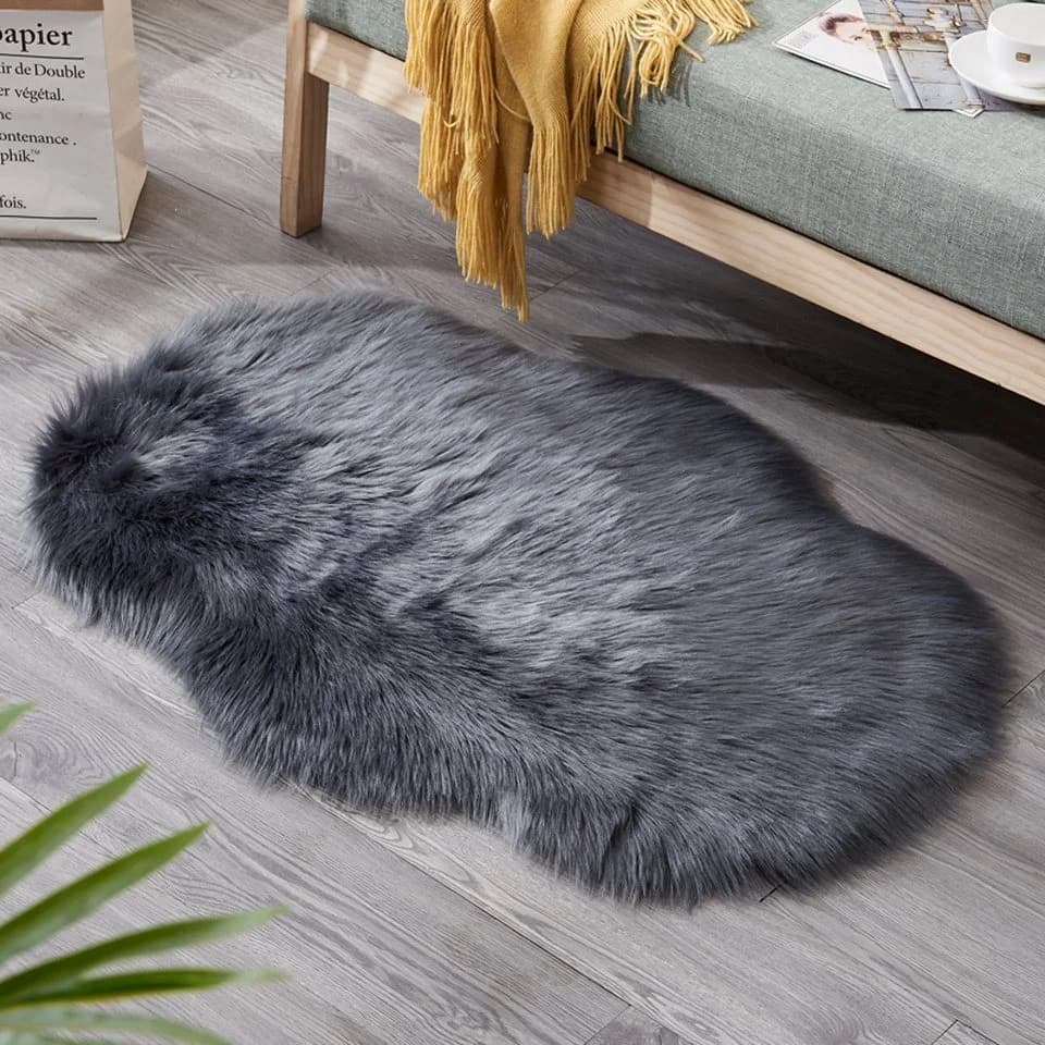 BTTO TEPP Hochflor-Teppich Kunstfell Dunkelgrau 60x90 cm - Bild 2