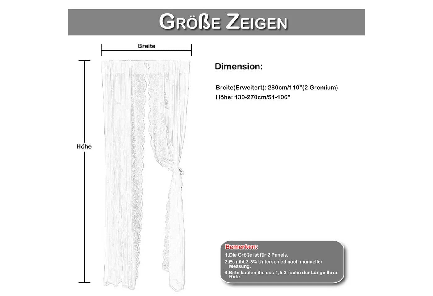 Qelus Vorhang 2 Stück Transparent Weiß mit Stangentaschen - Bild 3