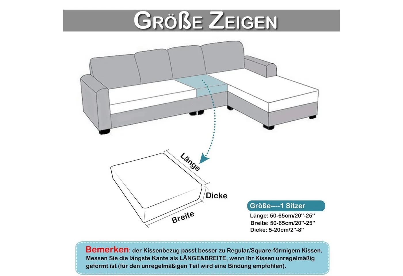 Qelus Jacquard Sofahusse Grau Rutschfest Stretch Kissenbezug