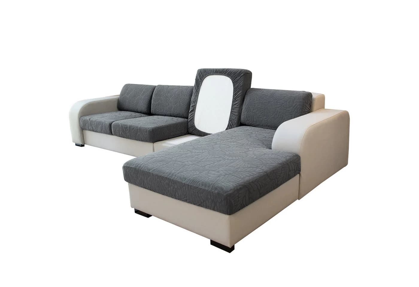 Qelus Jacquard Sofahusse Grau Rutschfest Stretch Kissenbezug - Bild 2