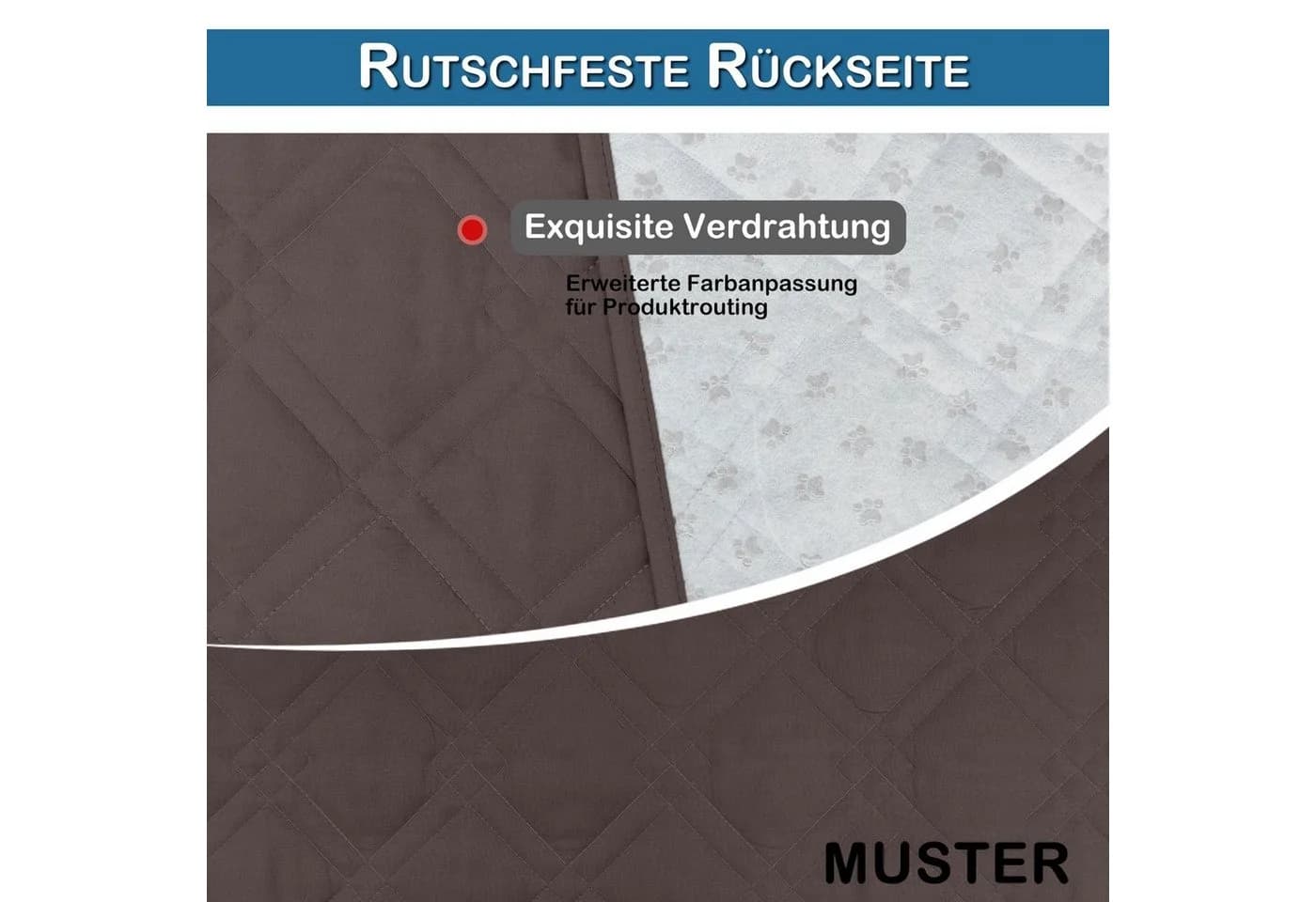 Qelus Wasserdichter Sofahusse Anti-Rutsch Gesteppt Braun - Bild 5