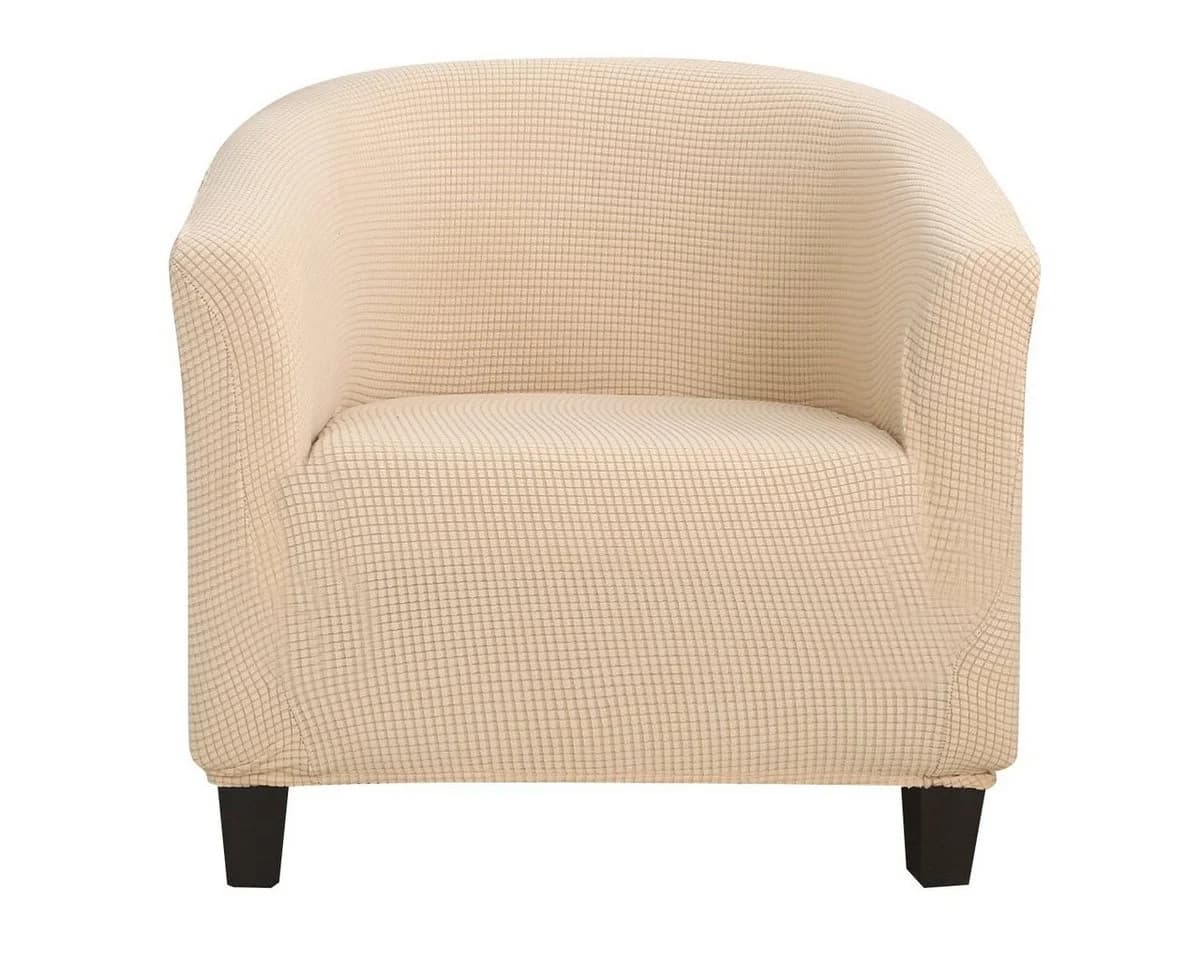 Qelus Stretch-Stuhlbezug Jacquard Beige Wannenstuhl Schonbezug