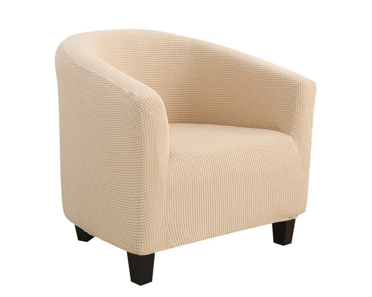 Qelus Stretch-Stuhlbezug Jacquard Beige Wannenstuhl Schonbezug - Bild 2