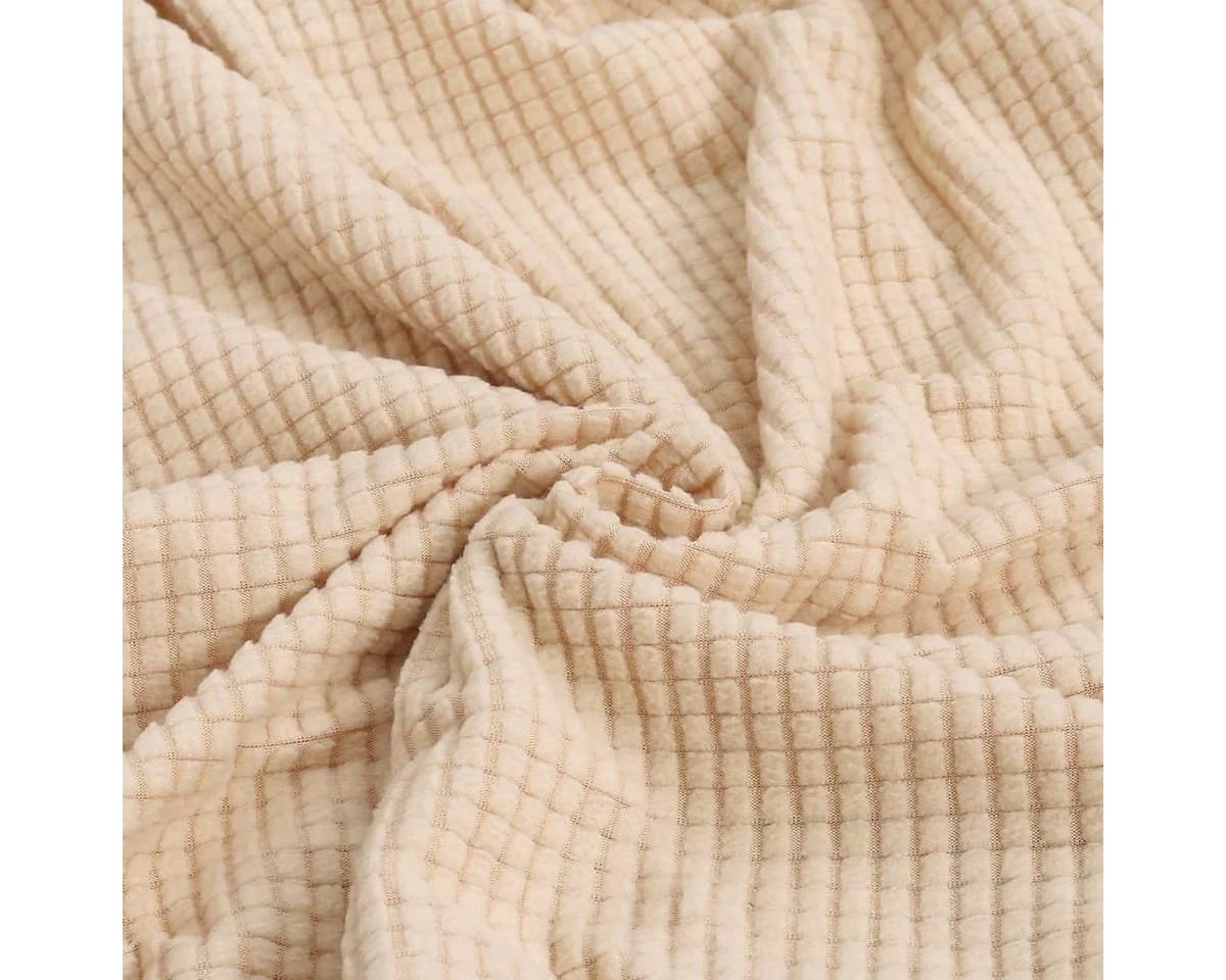 Qelus Stretch-Stuhlbezug Jacquard Beige Wannenstuhl Schonbezug - Bild 4