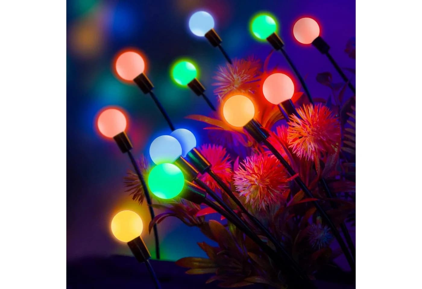 MUPOO Solar Gartenleuchte 2er Pack RGB Warmweiß LED