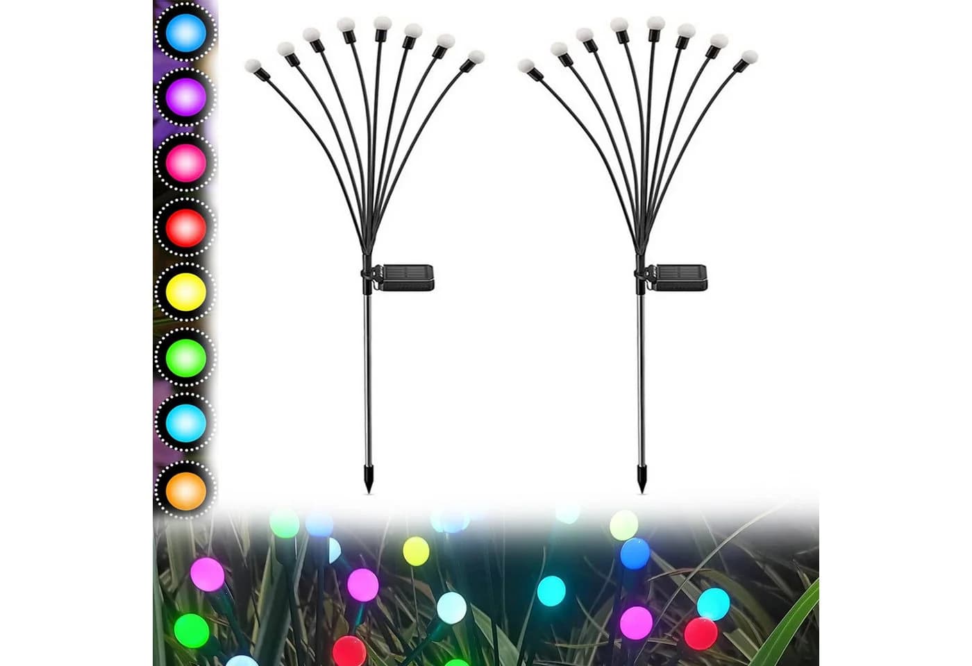MUPOO Solar Gartenleuchte 2er Pack RGB Warmweiß LED - Bild 2