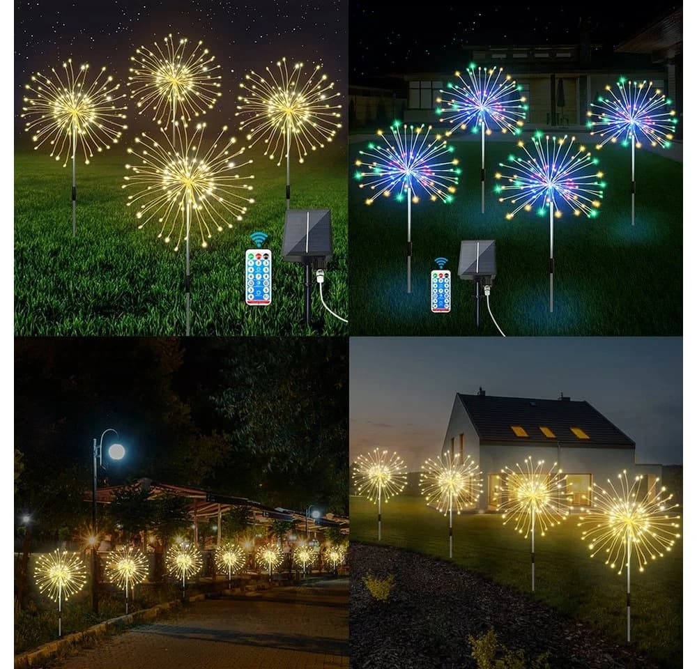 MUPOO LED Solarleuchte 4 Pack LED Dekolicht 480 LEDs Warmweiß/Multicolor