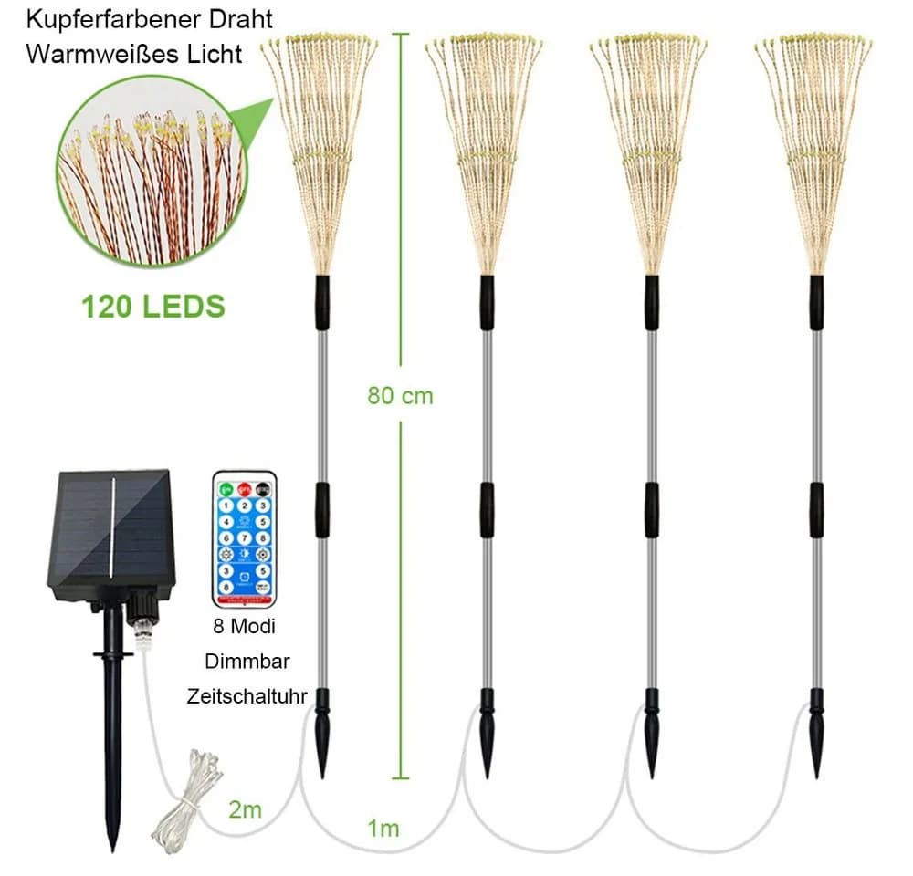 MUPOO LED Solarleuchte 4 Pack LED Dekolicht 480 LEDs Warmweiß/Multicolor - Bild 3
