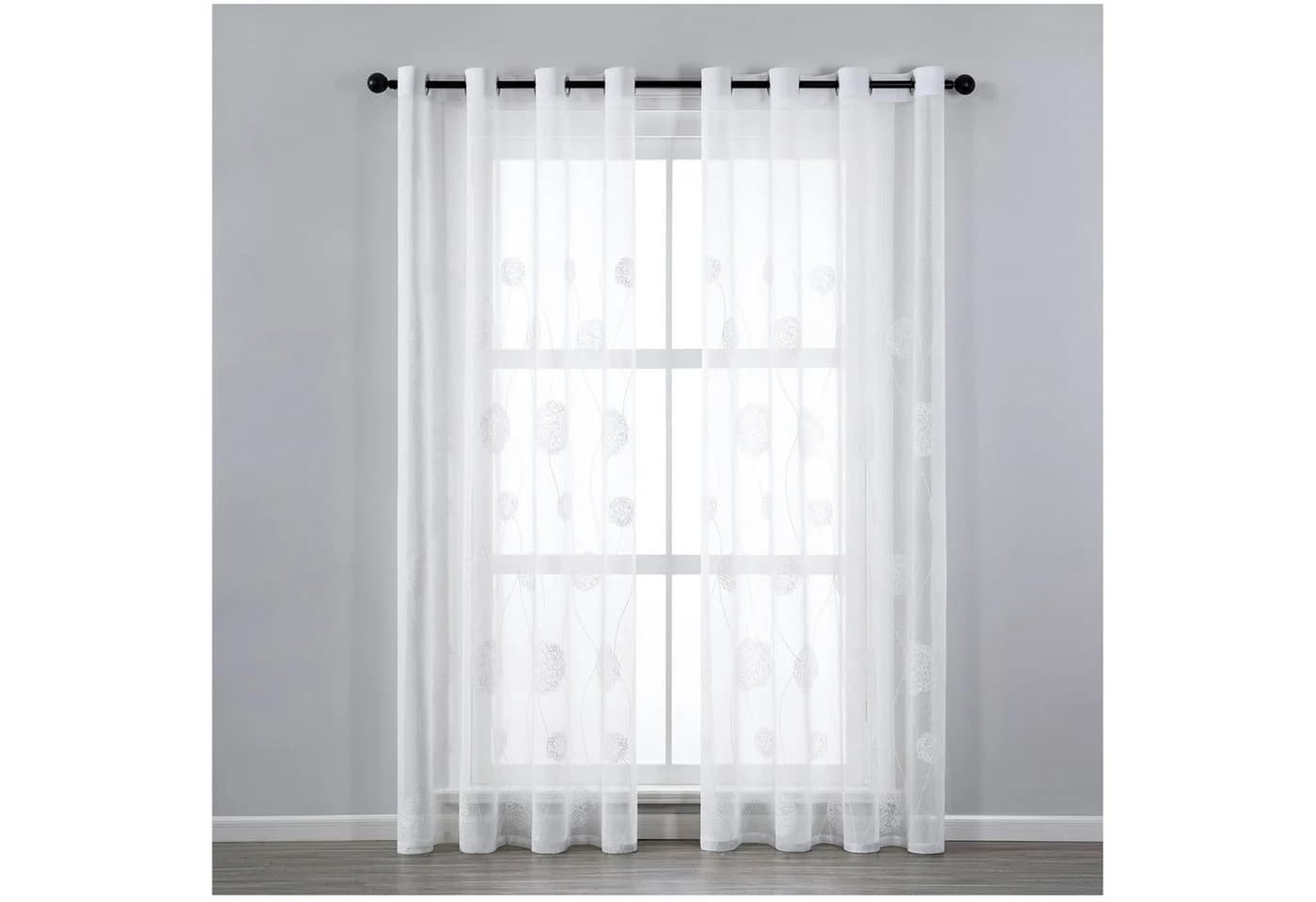 Qelus Vorhang 2er Set Sheer Voile Weiß mit Ösen - Bild 2