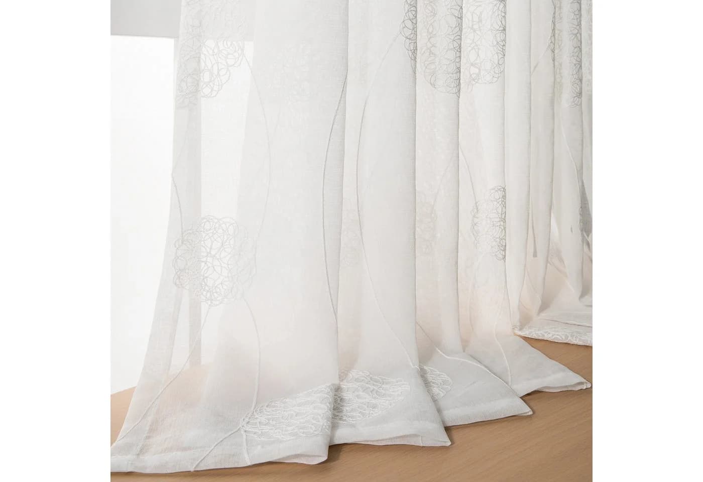 Qelus Vorhang 2er Set Sheer Voile Weiß mit Ösen - Bild 5