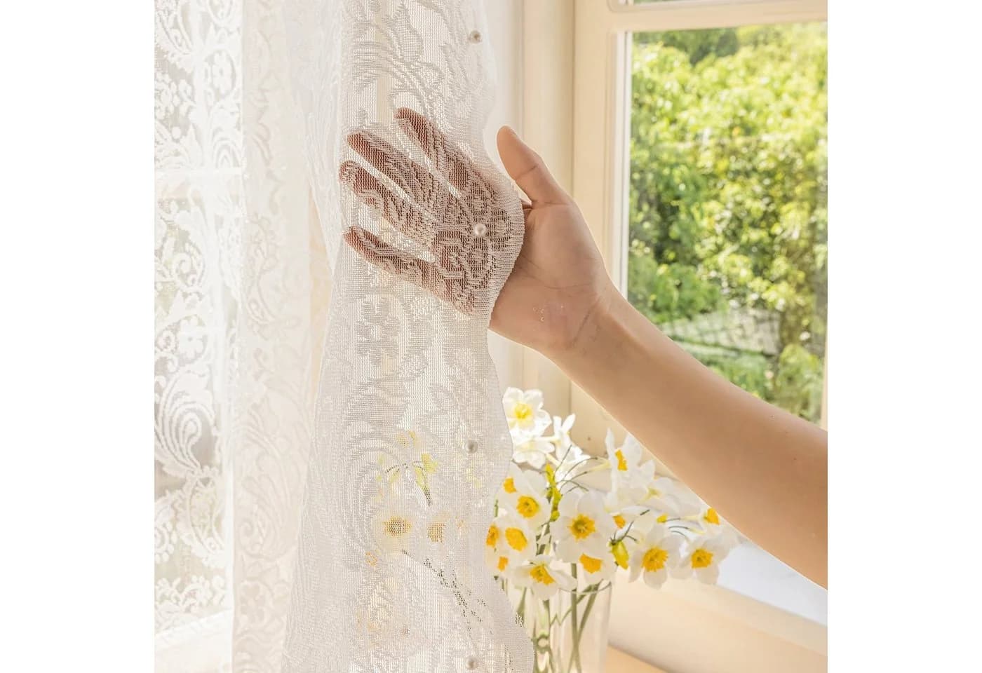 BTTO Scheibengardine Floral Transparent Polyester-Mischung - Bild 4