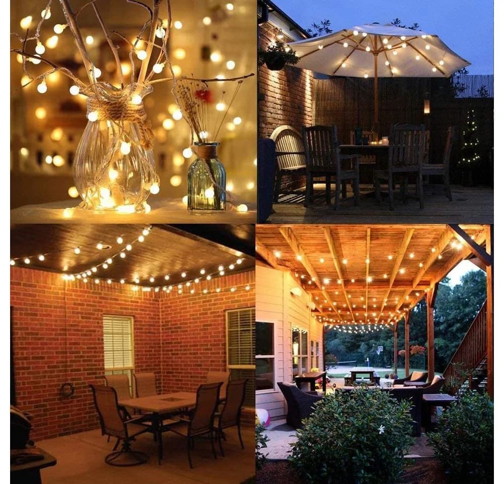 Qualra LED-Lichterkette Außen 20/40LED Kugel Batteriebetrieben Warmweiß Bunt - Bild 4