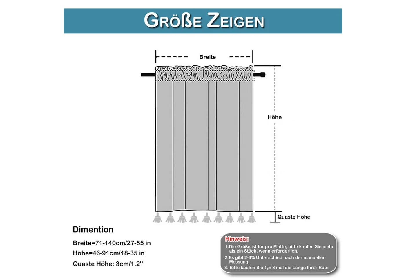 Qelus Scheibengardine Boho Vorhang mit Quaste (2 St) - Bild 5