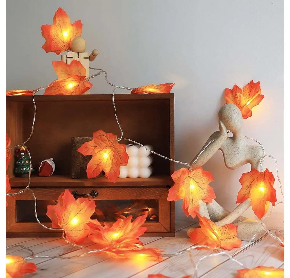 Qualra LED Dekolicht Ahornblatt Lichterkette Batterie - Bild 5