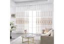 Qelus Gardine 2er Set Beige Bestickt Sheer Voile Vorhänge mit Ösen Bild 2