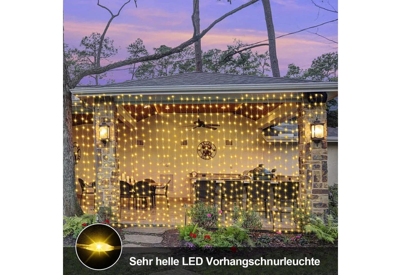 Qualra LED-Lichtervorhang mit 8 Modi und Timer USB Fernbedienung - Bild 4