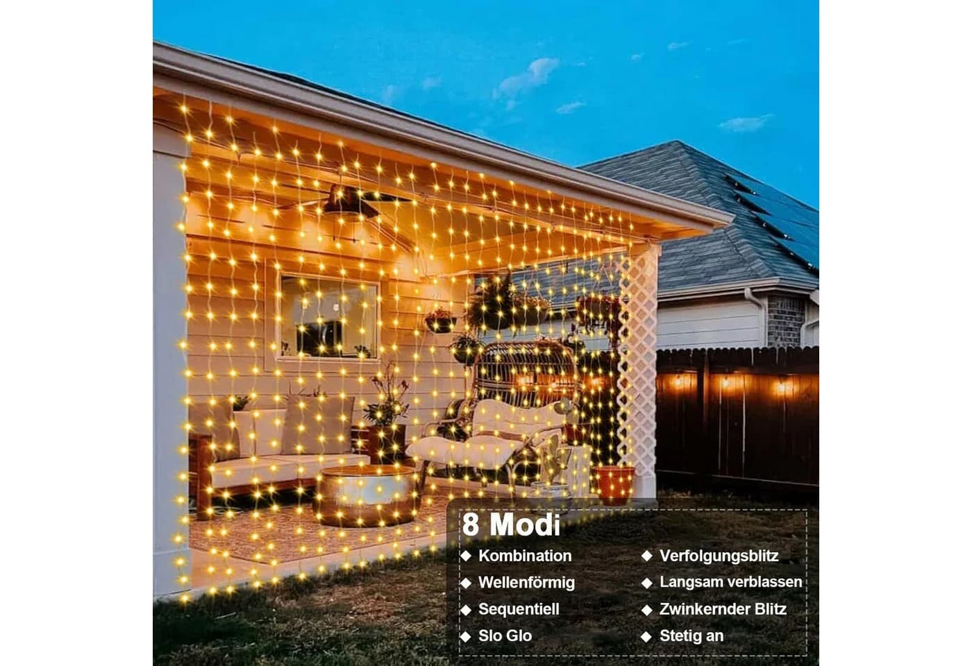 Qualra LED-Lichtervorhang 100/200/300LEDs 8 Modi USB mit Fernbedienung