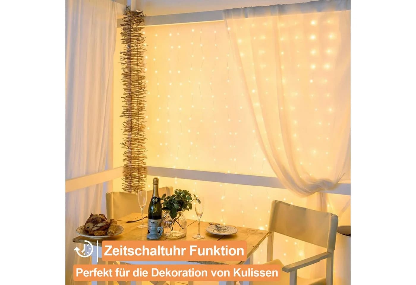 Qualra LED-Lichtervorhang 100/200/300LEDs 8 Modi USB mit Fernbedienung - Bild 3