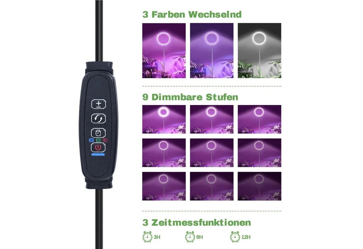 Laybasic Pflanzenlampe LED Vollspektrum mit Timer und Dimmfunktion - Bild 4