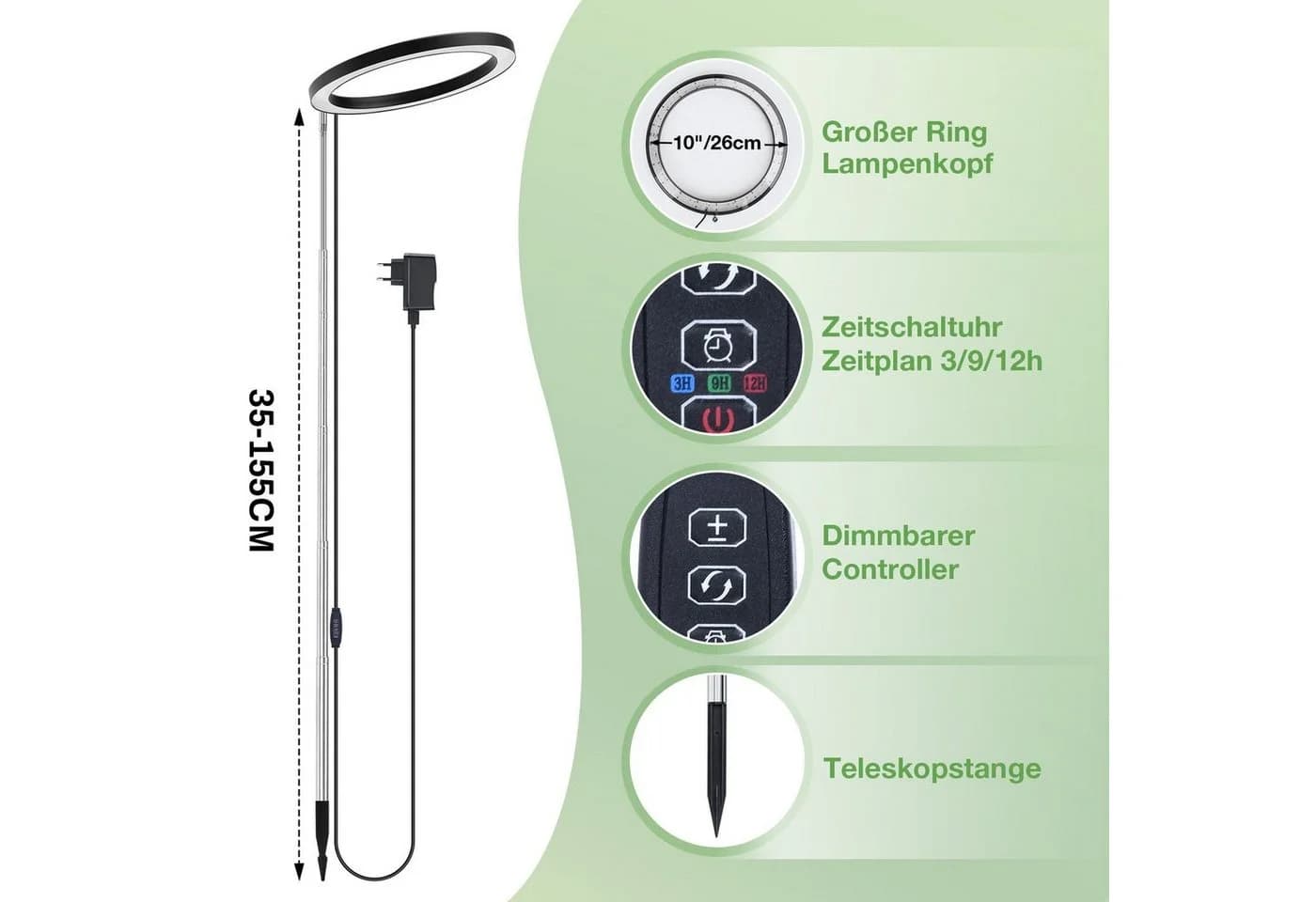 Laybasic Pflanzenlampe LED Vollspektrum mit Timer und Dimmfunktion - Bild 5