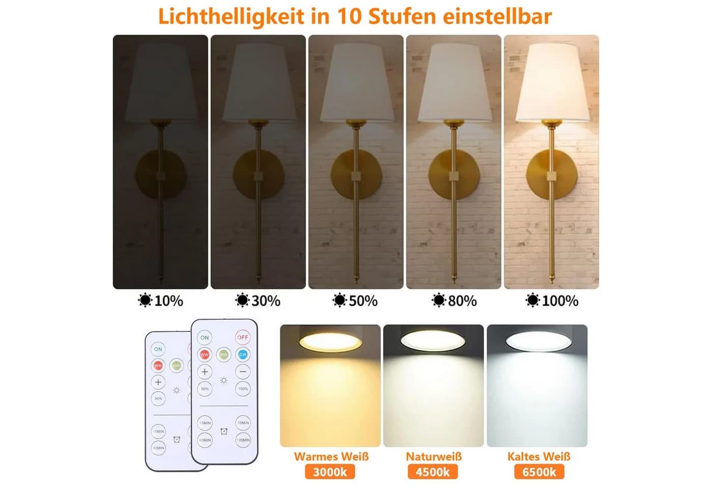 Jibenhome LED Nachtlampe Dimmbar mit Fernbedienung, RGB & Timer, USB-C Aufladbar - Bild 4