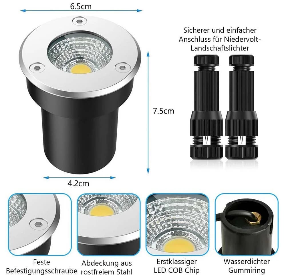 Jibenhome LED Gartenstrahler Bodenstrahler Außen Wasserdicht 4 Stück - Bild 4